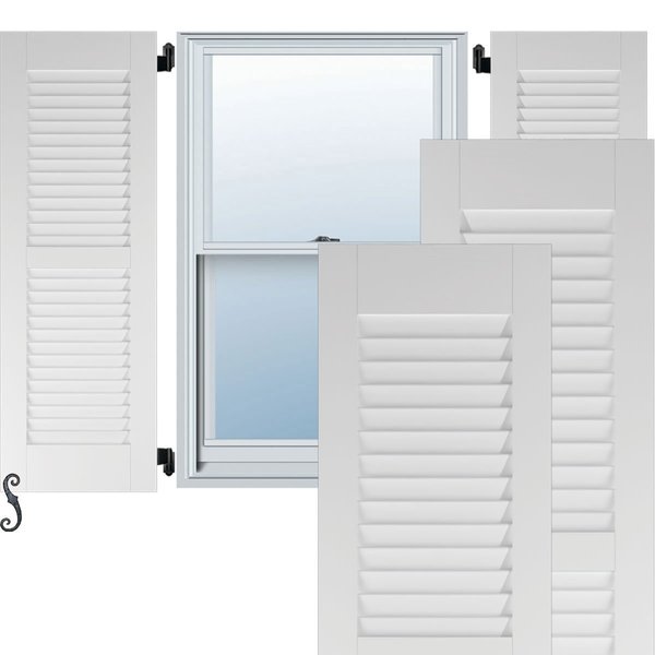Ekena Millwork 15"W x 52"H Americraft Two Equal Louver Exterior Real Wood Shutters, White RW101LV15X52WHH